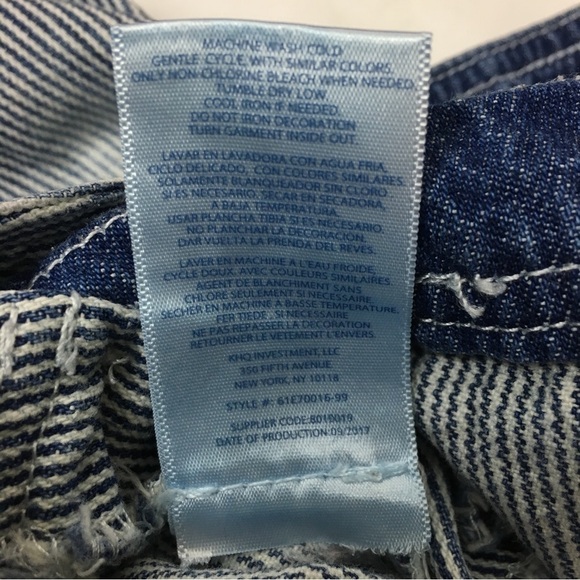 TOMMY HILFIGER Baby Overalls Denim Pinstripe Stripe Bibs Painter Patch Size 12M - Picture 7 of 13